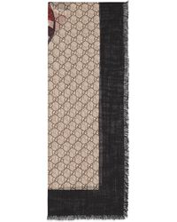 Gucci Schal aus Wolle mit Webdetail und Königsnatter-Print - Natur