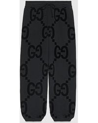 Gucci - Pantalone Tuta In Pile Di Cotone Con Stampa GG Floccata - Lyst