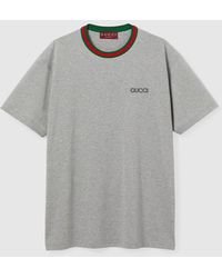 Gucci - T-Shirt Aus Jersey Mit Web, Grösse - Lyst