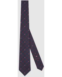 Gucci - Double G And Check Silk Jacquard Tie - Lyst