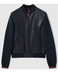 Gucci - Nappa Leather And Knit Bomber Jacket - Lyst