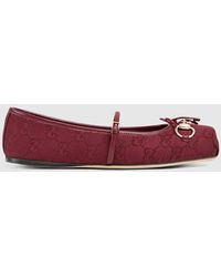 Gucci - Horsebit Gg Canvas & Leather Flat - Lyst