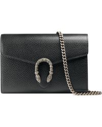 Gucci Dionysus Leather Mini Chain Bag - Black