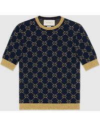 Gucci Top aus GG Baumwolllamé - Blau