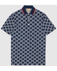Gucci - Poloshirt Aus Baumwolljersey Mit GG Jacquard - Lyst