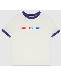 Gucci - Camiseta Estampada de Punto de Algodón - Lyst