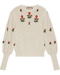 Gucci - Floral Wool And Cotton Knit - Lyst