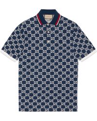 Gucci - Monogram-pattern Striped-trim Cotton Polo Shirt - Lyst