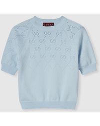 Gucci - Ggコットン クルーネック トップ, ブルー, ウェア - Lyst