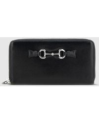 Gucci - Zip Around Wallet With Horsebit, Leather - Lyst