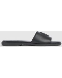 Gucci - Slide Sandal With Double G, Leather - Lyst