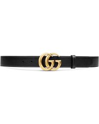 Gucci Leather Belt With Double G Buckle - Black