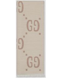 Gucci - Gg Jacquard Wool Silk Scarf - Lyst