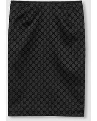 Gucci - GG Print Silk Duchesse Skirt - Lyst