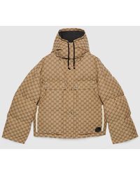 Gucci - GGコットンキャンバス ダウンジャケット, ベージュ, ウェア - Lyst
