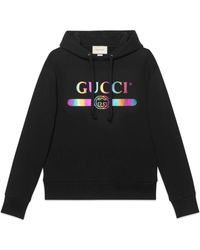 Gucci Logo Cotton Hoodie - Black