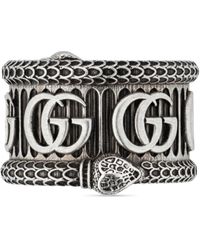 Gucci Silver Ring With Double G - Multicolour