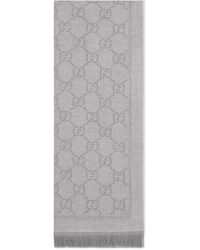 Gucci Gg Jacquard Knit Scarf - Grey
