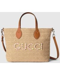 Gucci - Small Straw-effect Tote - Lyst