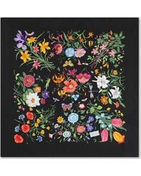 Gucci - Printed Flora Silk Twill Carré - Lyst