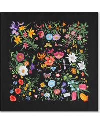 Gucci - Vierecktuch Aus Seidentwill Mit Flora-Print - Lyst