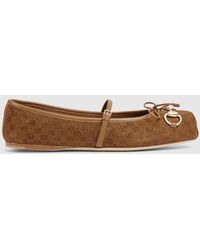 Gucci - Horsebit Suede & Leather Ballet Flat - Lyst