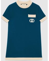 Gucci Kleid aus Wolle mit GG - Blau