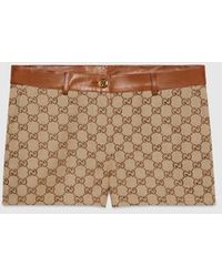 Gucci - GG Canvas Shorts With Leather Trim - Lyst