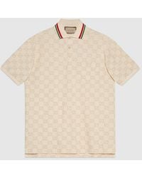 Gucci - Monogram-embroidered Stretch-cotton Piqué Polo Shirt - Lyst
