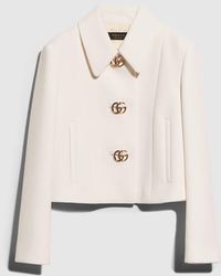 Gucci - Crêpe Wool Jacket With Double G Button - Lyst
