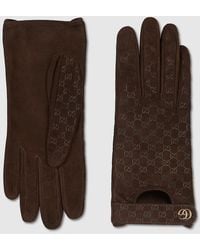 Gucci - Gg Leather Gloves With Double G - Lyst