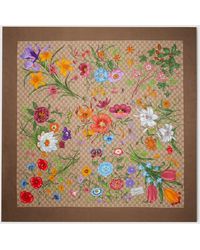 Gucci - Printed Gg Wool Silk Shawl - Lyst