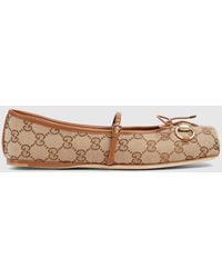 Gucci - 〔グッチ ホースビット〕ウィメンズ フラットバレエシューズ, ベージュ, Ggキャンバス - Lyst