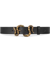 Gucci Gürtel aus Leder mit Schnalle mit Schlange - Schwarz