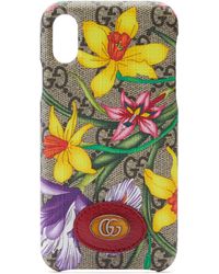 Gucci Funda para iPhone X/XS Ophidia con GG Flora - Neutro
