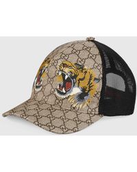 Gucci Baseballkappe aus gg supreme mit tiger-print - Natur