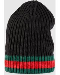 Gucci Mütze aus Wolle mit Webdetail - Schwarz
