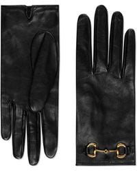 Gucci Handschoenen Met Horsebit Detail - Zwart