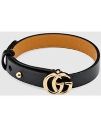 Gucci - Leather Bracelet With Double G - Lyst