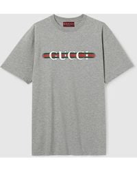 Gucci - Camiseta De Punto De Algodón Con Estampado, Talla - Lyst