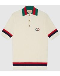 Gucci - Logo-embroidered Striped Cotton-knit Polo Shirt - Lyst