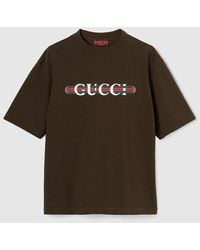 Gucci - Camiseta De Punto De Algodón Estampado, Talla - Lyst