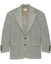 Gucci Blazer aus Wolle mit Schulterpolstern - Grau