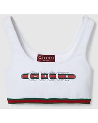 Gucci - Top Corto In Cotone A Coste Con Nastro Web - Lyst