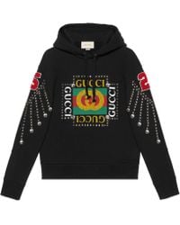 Gucci Logo Sweatshirt With Crystals - Black