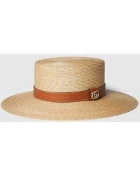 Gucci - Straw Hat With Leather Detail - Lyst
