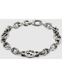 Gucci - Silver Bracelet With Interlocking G - Lyst