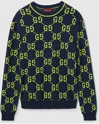 Gucci - GG Cotton Jacquard Crewneck Sweater - Lyst