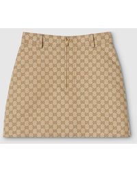 Gucci - Gg Cotton Canvas Jacquard Fabric Skirt - Lyst