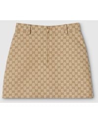 Gucci - Gg Cotton Canvas Jacquard Fabric Skirt - Lyst